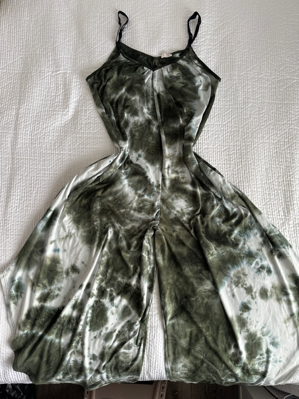 Tie-Dye Wide Leg Jumpsuit with Pockets Green